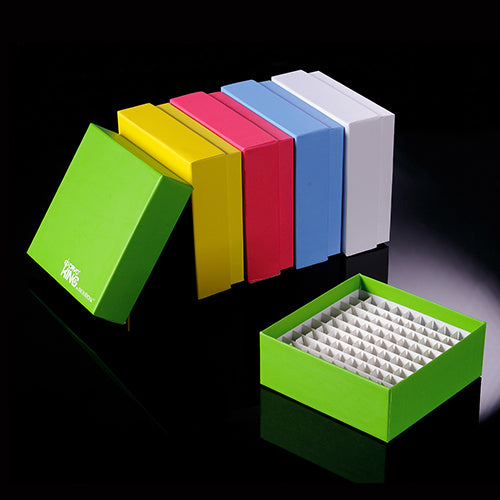 Biologix Research 90-5281 Assorted Colors Cryo-Color Microcentrifuge Tube Freezer Storage Box, 2" Height, 81 Places (Box of 100)