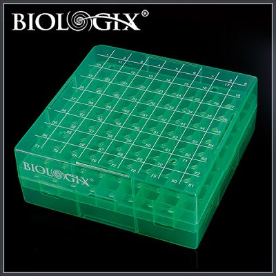 Biologix 90-9081 2 Inch 81 Well Polypropylene Freezer Box (Dimensions: 132X132X53Mm) W/ Removable Lid.