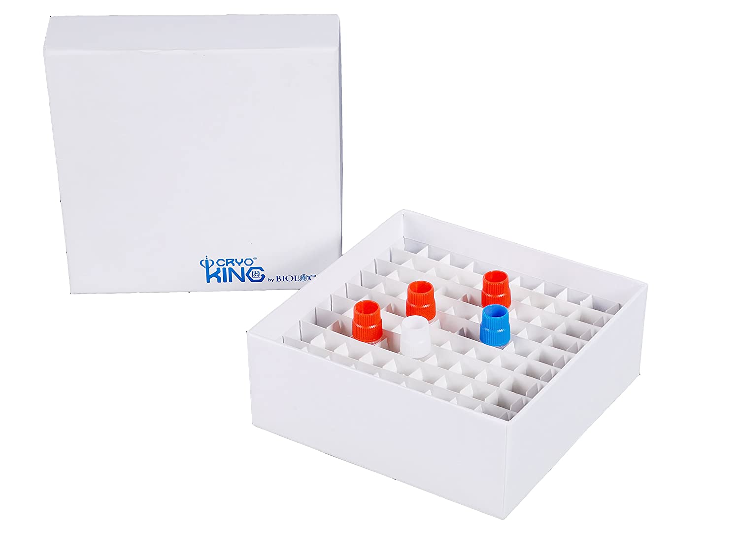 Biologix 90-1281-10 Cardboard Freezer Box W Lid, 81 Places , 5-1/4"L X 5-1/4"W X 2"H (Box Of 100)