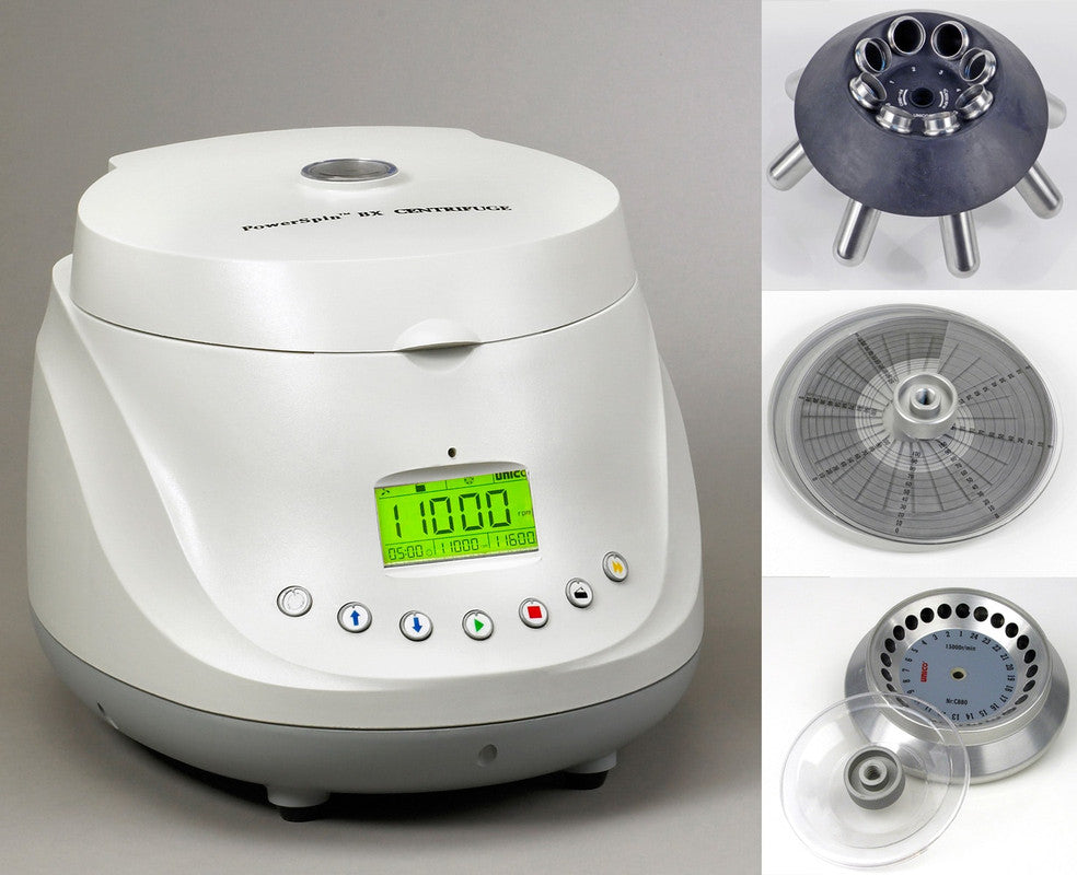 Unico C885 PowerSpin BX Centrifuge, Variable Speed 1,000-13,000 RPM with 8 Place TUBE Rotor, 24 Place Microhematocrit Rotor and 24 Place MicroCentrifuge Rotor, 110 V