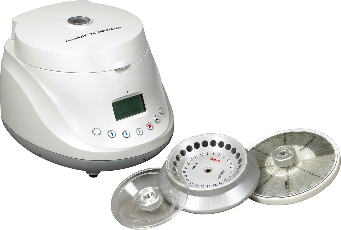 Unico C886 PowerSpin BX Centrifuge, Variable Speed 1,000-13,000 RPM with 24 Place Microhematocrit Rotor and 24 Place MicroCentrifuge Rotor, 110 V