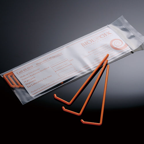 Biologix Model 65-1010 Polystyrene Orange Sterile L-Shaped Cell Spreader, Individually Packed in Sterile Zip-Seal Bag (Case of 500)