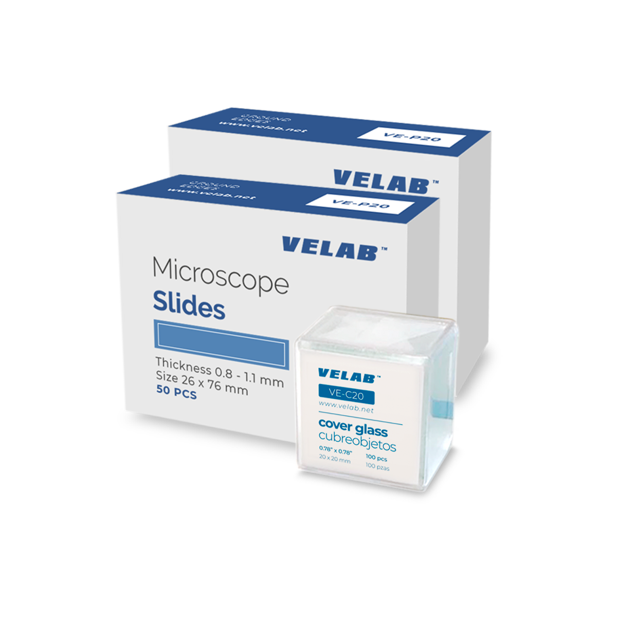 VE-P20 Microscope Slides & 100 pcs VE-C20 (20X20 mm)cover glasses